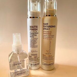 New Giovanni hair gloss hair mist, texturizing spray, makeup setting spray